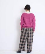 【ラストワン！】オックスフォードチェック　ワイドパンツ